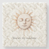 Sunshine Sun White Basket Weave ストーンコースター (正面)