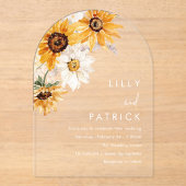 Sunshine Sunflower Modern Wedding アクリル招待状 (正面)