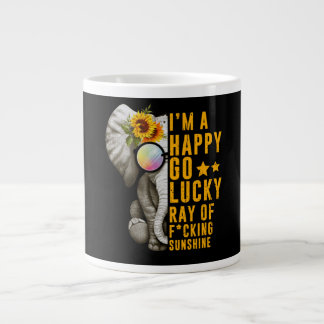 Sunshine Sunflower Positive Quote Elephant ジャンボコーヒーマグカップ
