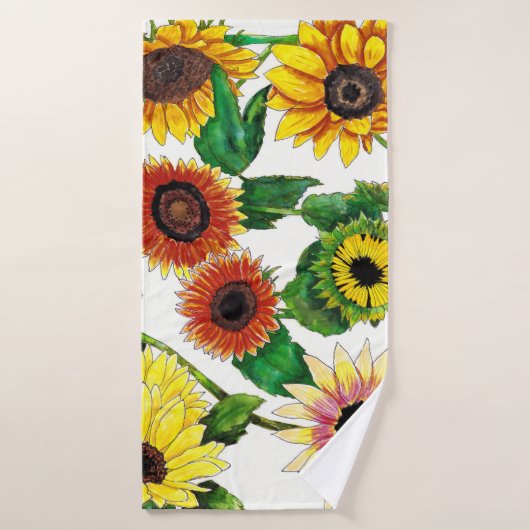 Sunshine Sunflowers Bath Towel バスタオル (バスタオル)