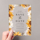 Sunshine Sunflowers Boho Wedding Save The Date アクリル招待状 (インサイチュ (ポータブル))
