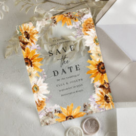 Sunshine Sunflowers Boho Wedding Save The Date アクリル招待状