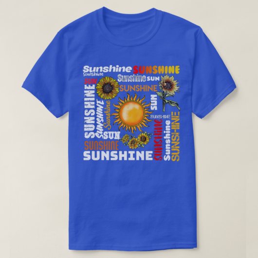 Sunshine Typography Peace Love Sunshine Sunflower  Tシャツ (デザイン正面)