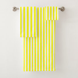 Sunshine Yellow and White Striped バスタオルセット