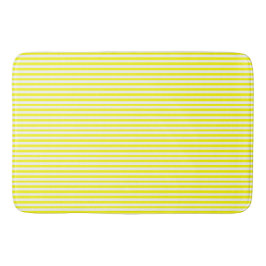 Sunshine Yellow and White Striped バスマット