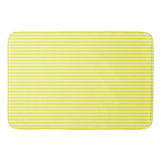 Sunshine Yellow and White Striped バスマット (正面)