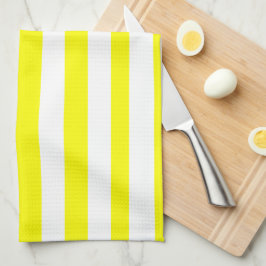 Sunshine Yellow and White Striped Print キッチンタオル