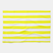 Sunshine Yellow and White Striped Print キッチンタオル (横)