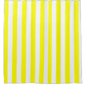 Sunshine Yellow and White Striped Print シャワーカーテン (正面)