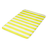 Sunshine Yellow and White Striped Print バスマット (アングル)