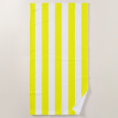 Sunshine Yellow and White Striped Print ビーチタオル (正面)