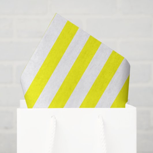 Sunshine Yellow and White Striped Print 薄葉紙 (ギフトバッグ)