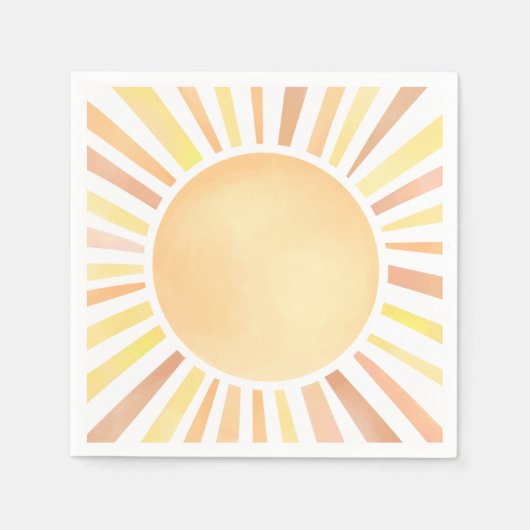 Sunshine Yellow Orange Sun スタンダードカクテルナプキン (正面)