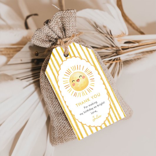 Sunshine Yellow Stripes Birthday ギフトタグ