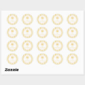 Sunshine Yellow Stripes Birthday Sticker ラウンドシール (シート)