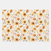 Sunshine Yellow Sunflowers Wrapping Paper Sheets ラッピングペーパーシート (正面)
