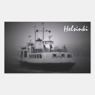 Suomenlinna (Helsinki)フェリーで霧のステッカー 長方形シール