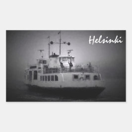 Suomenlinna (Helsinki)フェリーで霧のステッカー 長方形シール