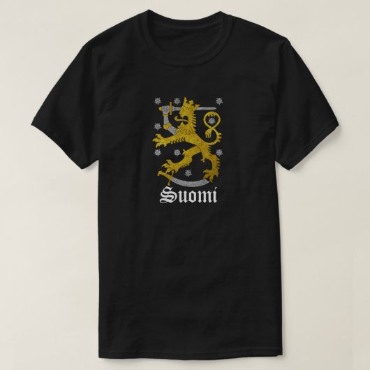 Suomiフィンランドの紋章付き外衣 Tシャツ (デザイン正面)
