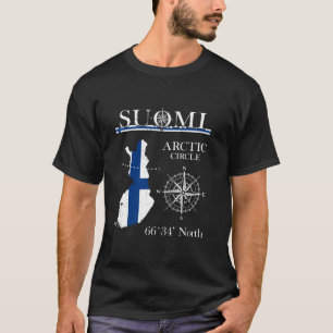 Suomi Finland Arctic Circle Adventureフィンランド国旗 Tシャツ