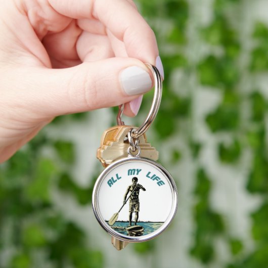 SUPパドルボードで滑り、乗り、サーフィン キーホルダー (手)