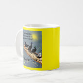 SUPボードにアヒルが付いた「WhasSUP」 コーヒーマグカップ (正面左)