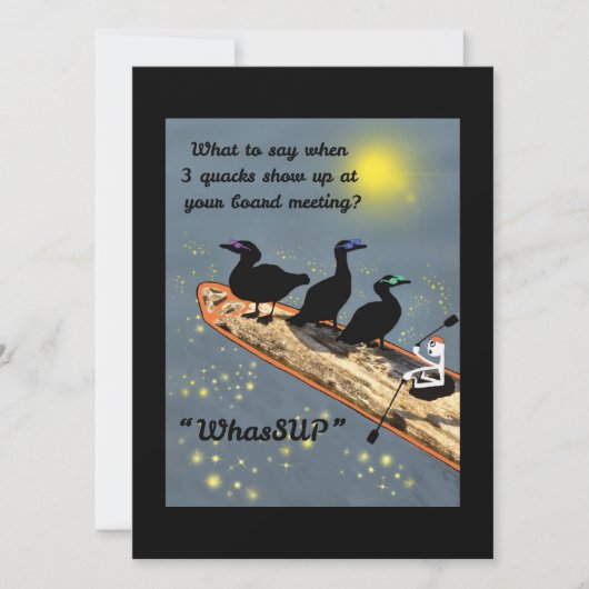 SUPボードにアヒルが付いた「WhasSUP」 シーズンカード (正面)