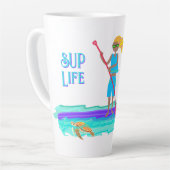 SUPライフイラストレートガールと犬 カフェラテマグ (左アングル)