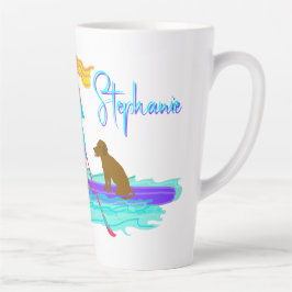 SUPライフイラストレートガールと犬 カフェラテマグ