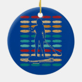 SUP女の子の水スポーツスタンドアップパドルボード セラミックオーナメント (裏面)