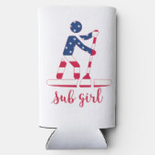 Sup女の子 – アメリカンフラッグスタンドアップパドルボーダー スリム缶クーラー (裏面)