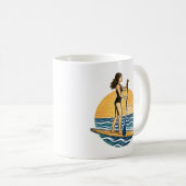 SUP 日没 パドル | ブルー ビーチ パドルボード グラフィック コーヒーマグカップ (正面右)