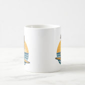 SUP 日没 パドル | ブルー ビーチ パドルボード グラフィック コーヒーマグカップ (中央)