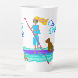 SUP Life Illustrated Girl n Dog カフェラテマグ