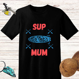 SUP Mum – スタンドアップパドルボード、青とピンク Tシャツ