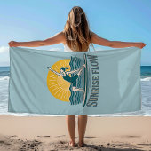 SUP Sunrise Flow Paddleboard Yoga | Blue Graphic ビーチタオル
