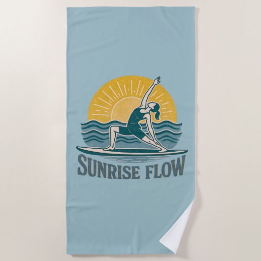 SUP Sunrise Flow Paddleboard Yoga | Blue Graphic ビーチタオル (正面)