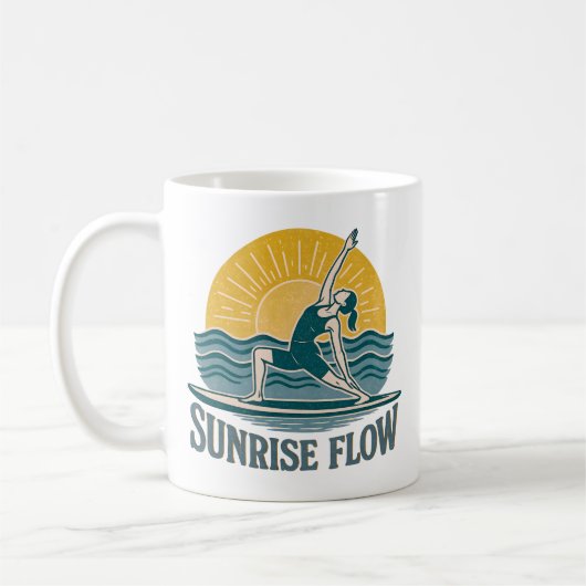 SUP Sunrise Flow Paddleboard Yoga | Graphic Print コーヒーマグカップ (左)