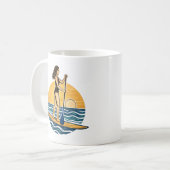 SUP Sunset Paddle | Blue Beach Paddleboard Graphic コーヒーマグカップ (正面左)