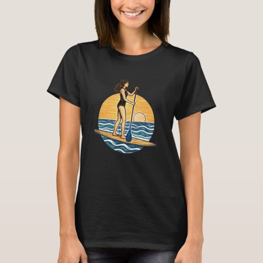 SUP Sunset Paddle | Paddleboard Beach Graphic Tシャツ (正面)