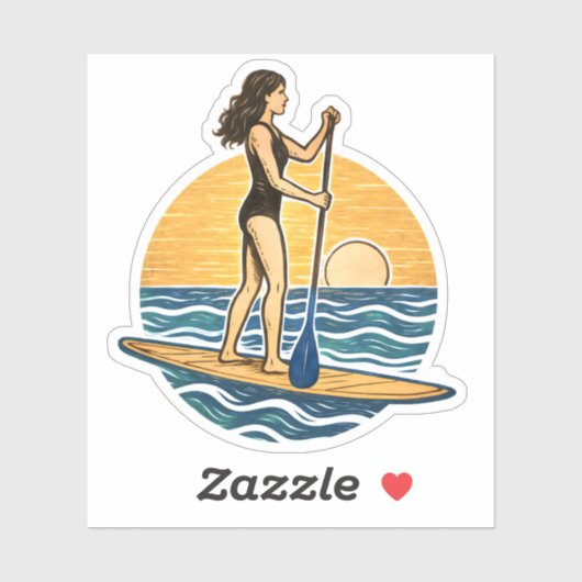 SUP Sunset Paddleboard | Blue Coastal Life Graphic シール (シート)