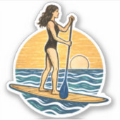 SUP Sunset Paddleboard | Blue Coastal Life Graphic シール (正面)