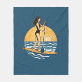 SUP Sunset Paddleboard | Blue Coastal Life Graphic フリースブランケット (正面)
