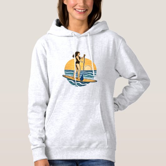 SUP Sunset Paddleboard Coastal Life Graphic Print パーカ (正面)