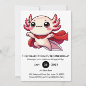 Super Axolotl Hero Birthday 招待状 (正面)