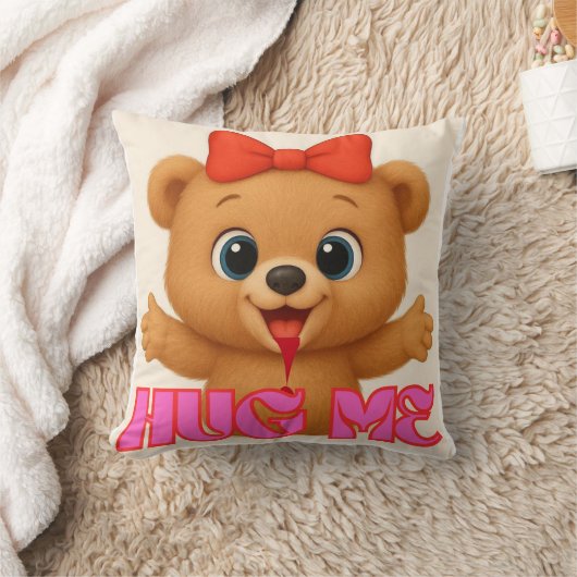 Super Cute Bear Pillow – Kawaii Animal Home Decor  クッション (ブランケット)