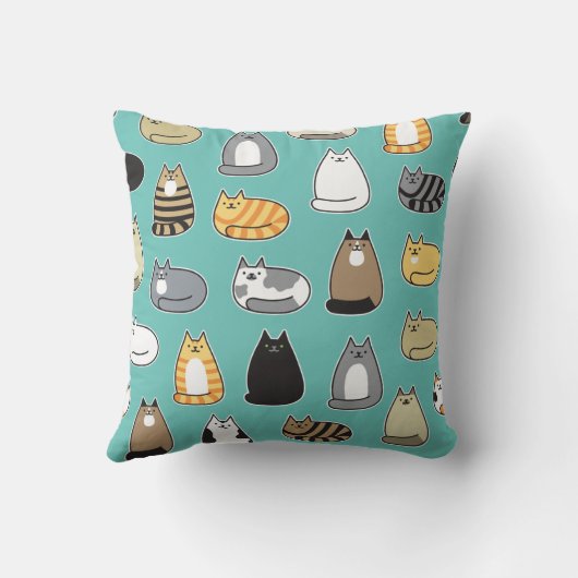 Super Cute Cat Pattern, Changeable Color クッション (裏面)