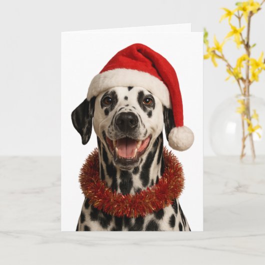 Super cute Dalmation Christmas card カード (黄色い花)