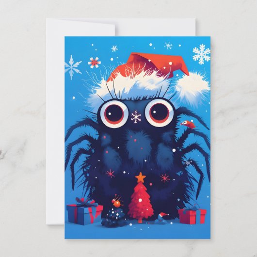 Super Cute Jumping Spider Cartoon Christmas Cards シーズンカード (正面)