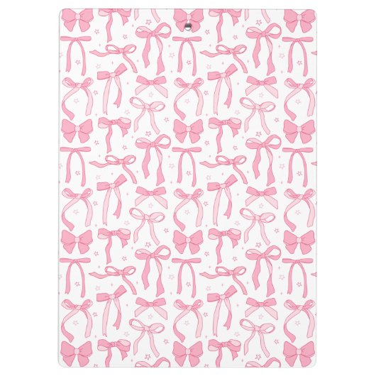 Super Cute Pink Coquette Bow Personalized Name クリップボード (裏面)